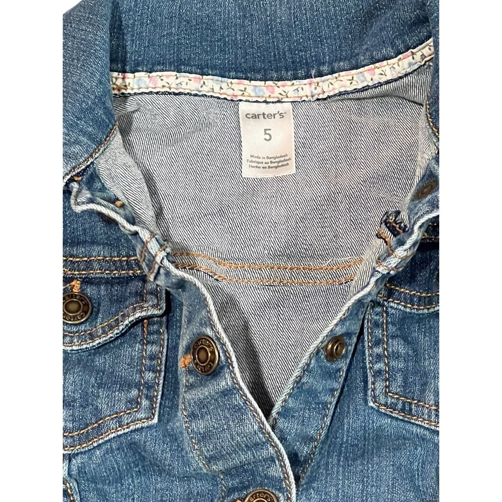 Carter's girls jean denim jacket size 5 long‎ sleeve button up